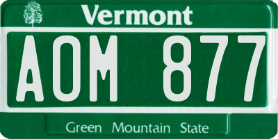 VT license plate AOM877