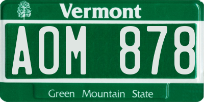 VT license plate AOM878
