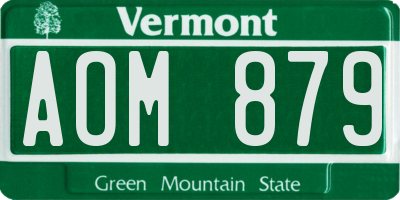 VT license plate AOM879