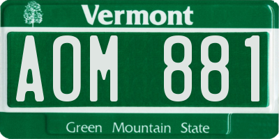 VT license plate AOM881