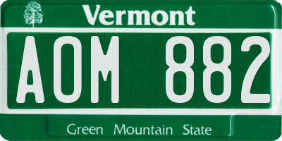 VT license plate AOM882