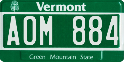 VT license plate AOM884