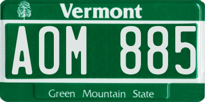 VT license plate AOM885