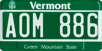 VT license plate AOM886
