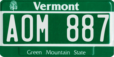 VT license plate AOM887