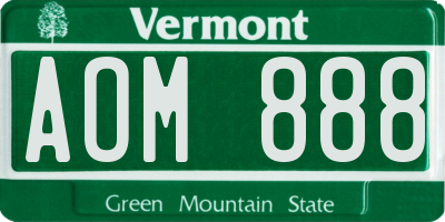 VT license plate AOM888