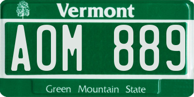 VT license plate AOM889