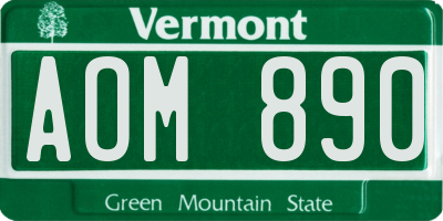 VT license plate AOM890