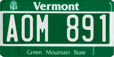 VT license plate AOM891