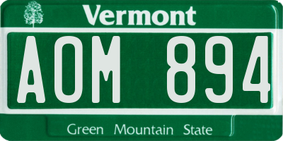 VT license plate AOM894