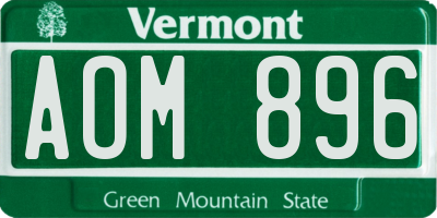 VT license plate AOM896