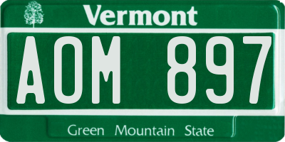 VT license plate AOM897