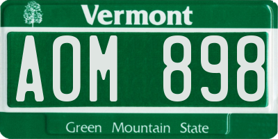 VT license plate AOM898