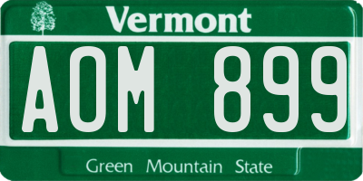 VT license plate AOM899