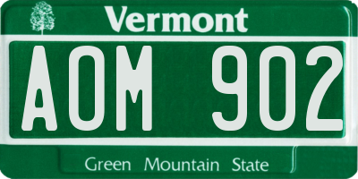 VT license plate AOM902
