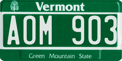 VT license plate AOM903