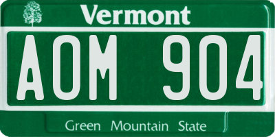 VT license plate AOM904