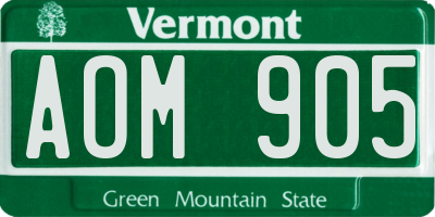 VT license plate AOM905
