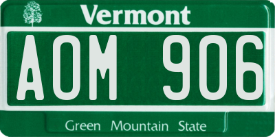 VT license plate AOM906