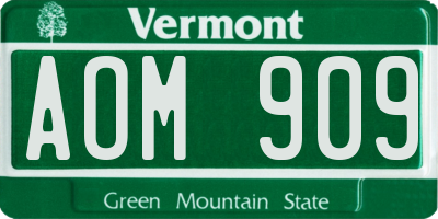 VT license plate AOM909