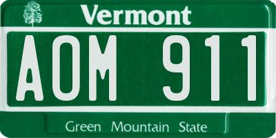 VT license plate AOM911