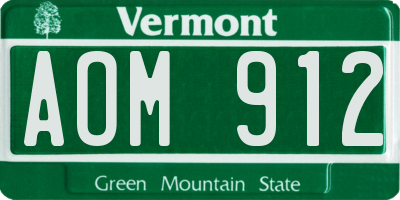 VT license plate AOM912
