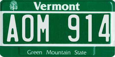 VT license plate AOM914