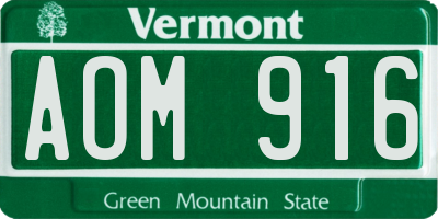 VT license plate AOM916