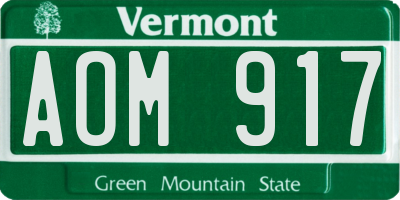 VT license plate AOM917