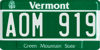 VT license plate AOM919