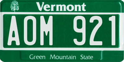 VT license plate AOM921