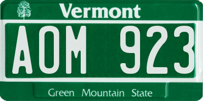 VT license plate AOM923