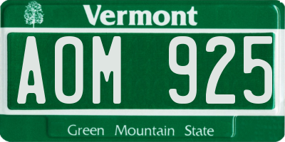 VT license plate AOM925