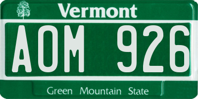 VT license plate AOM926