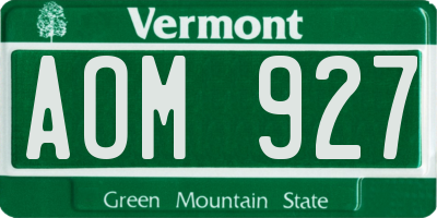 VT license plate AOM927