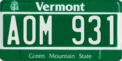 VT license plate AOM931