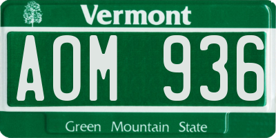 VT license plate AOM936