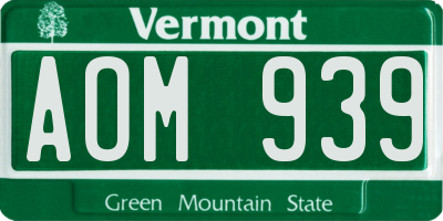 VT license plate AOM939