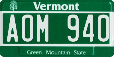 VT license plate AOM940