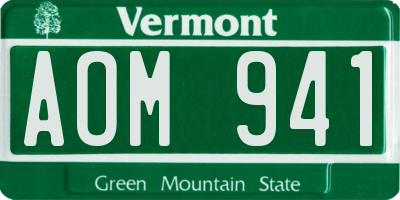 VT license plate AOM941