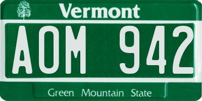 VT license plate AOM942