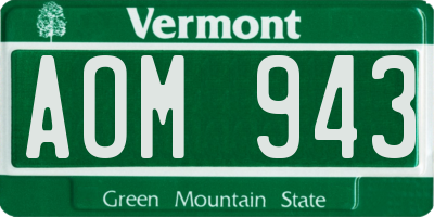 VT license plate AOM943