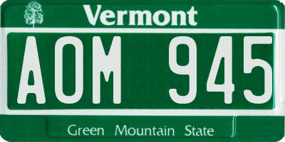 VT license plate AOM945