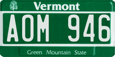 VT license plate AOM946