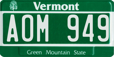VT license plate AOM949