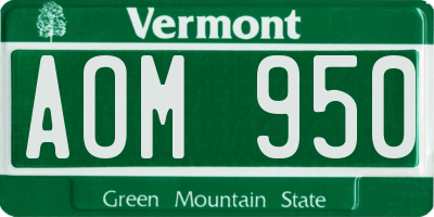 VT license plate AOM950