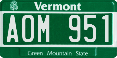 VT license plate AOM951