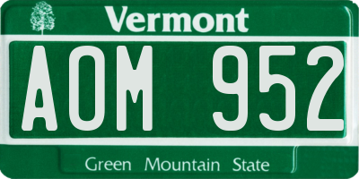 VT license plate AOM952