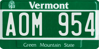 VT license plate AOM954