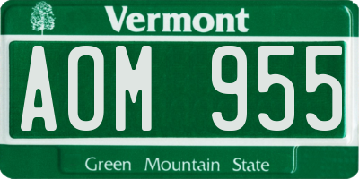 VT license plate AOM955